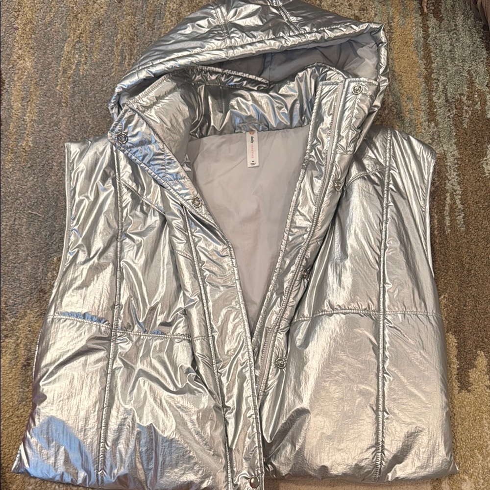 Anthropologie Daily Practice Silver Women's Puffer Jacket